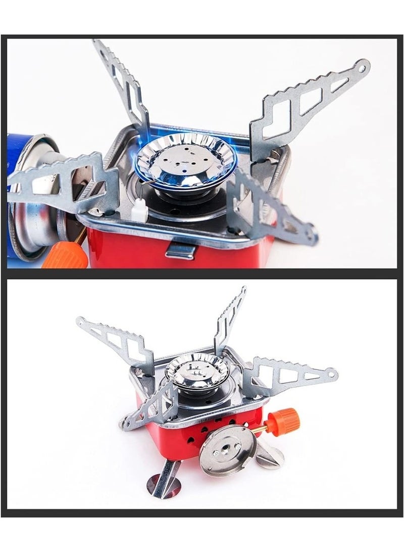 سناجل موقد تخييم محمول قابل للطي، موقد غاز البوتان خفيف الوزن بقوة 2800 وات بتصميم مقاوم للرياح وإشعال إلكتروني، موقد صغير للتخييم في الهواء الطلق مع حقيبة تخزين للمشي لمسافات طويلة والصيد والطهي - Image 4