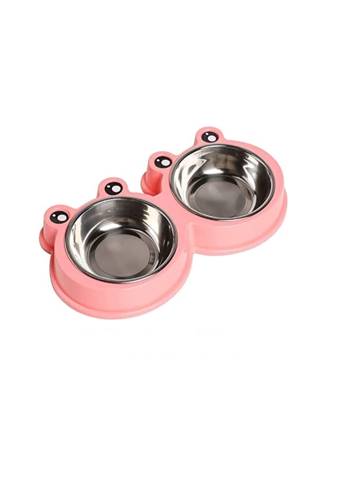 Premium Double Stainless Steel Pet Bowls with No-Slip Base – Cute Modeled Food & Water Feeder for Dogs, Cats, Rabbits & Small Pets - Image 1