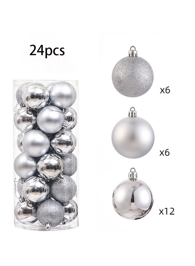 6cm Christmas Ball Ornaments, 24pcs Shatterproof Christmas Tree Hanging Ornaments, Christmas Tree Decorations Balls for Xmas Trees Decor Holiday Party Wedding Silver - Image 1