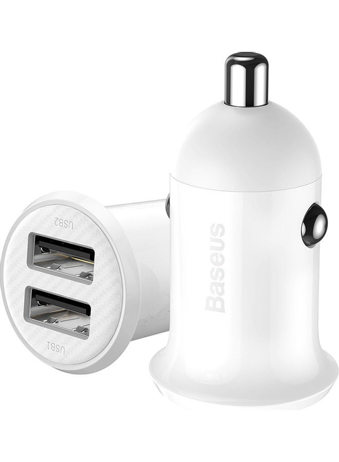 Baseus Car Charger Mini 24w Car Phone Charger Portable 4.8A Dual USB Car Charge Adapter compatible for iPhone 13 Pro/13 Pro Max/13/13 mini/12 Pro Max/11, New iPad 9,iPad mini-6,iPad Pro, Galaxy S20,etc. White - Image 1