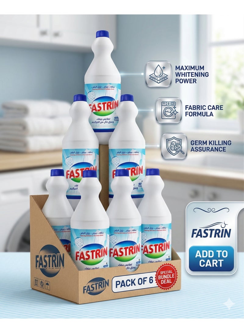 Fastrin Whitening & Stain Removal Liquid 900ML Pack of 6 | Powerful Fabric Whitener & Tough Stain Remover | Brightens Clothes & Removes Stains UAE - Image 2