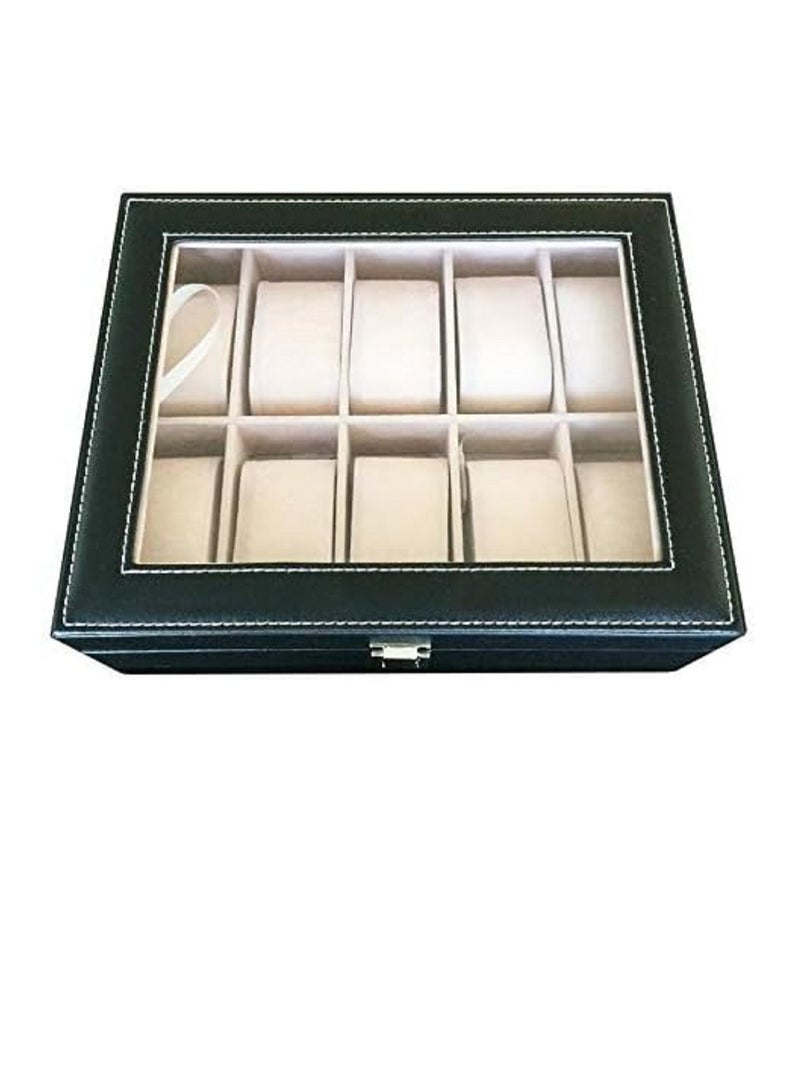 منظم صندوق الساعات الجلدي المكون من 10 أقسام - Image 1