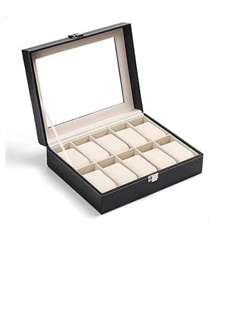 منظم صندوق الساعات الجلدي المكون من 10 أقسام - Image 2