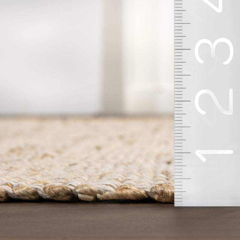 nuLOOM 2'6" x 4' Elfriede Jute & Cotton Hand Woven Area Rug, Natural, Solid Rustic Farmhouse Style, Weaved Design, Natural Fiber, For Bedroom, Living Room, Dining Room, Hallway, Office, Entryway - Image 3