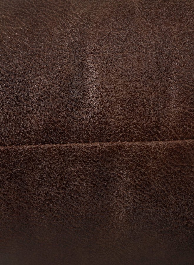PANOD Luxury Full Body Pillow Covers 21 x 54,Decorative Premium Faux Leather Long Pillow Covers for Farmhouse Sofa Couch Bed Livingroom,Vegan Dark Brown - Image 4