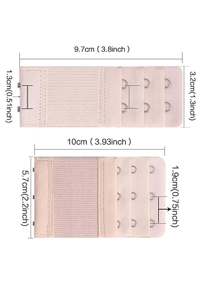 SYOSI Bra Extender Set, Elastic Extensions Strap Extenders Soft and Comfortable for Women, 3 Rows x Hooks, 2 Black/Beige/White, 6Pcs, M - Image 5