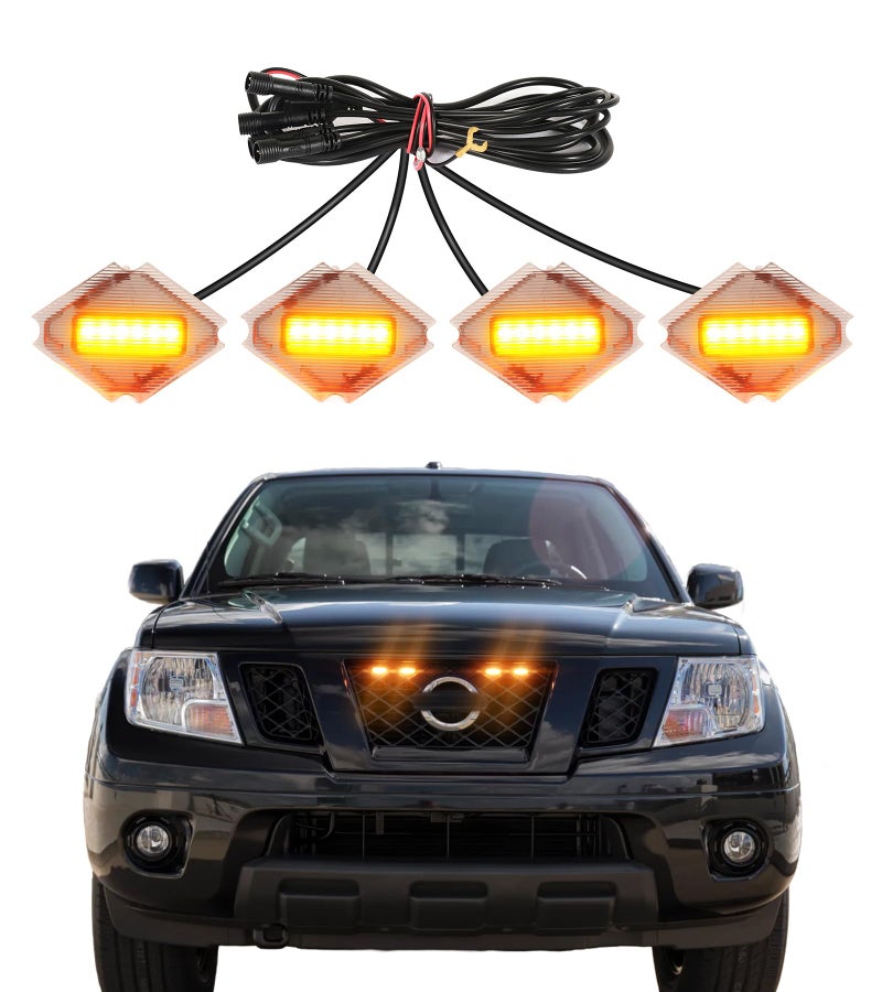 Front Bumper Grill Lights for Nissan Frontier 20092021 Accessories LED Running Marker Accent Lights DRL Fits PRO 4X S SL SV Desert Runner OEM Grille Insert Amber