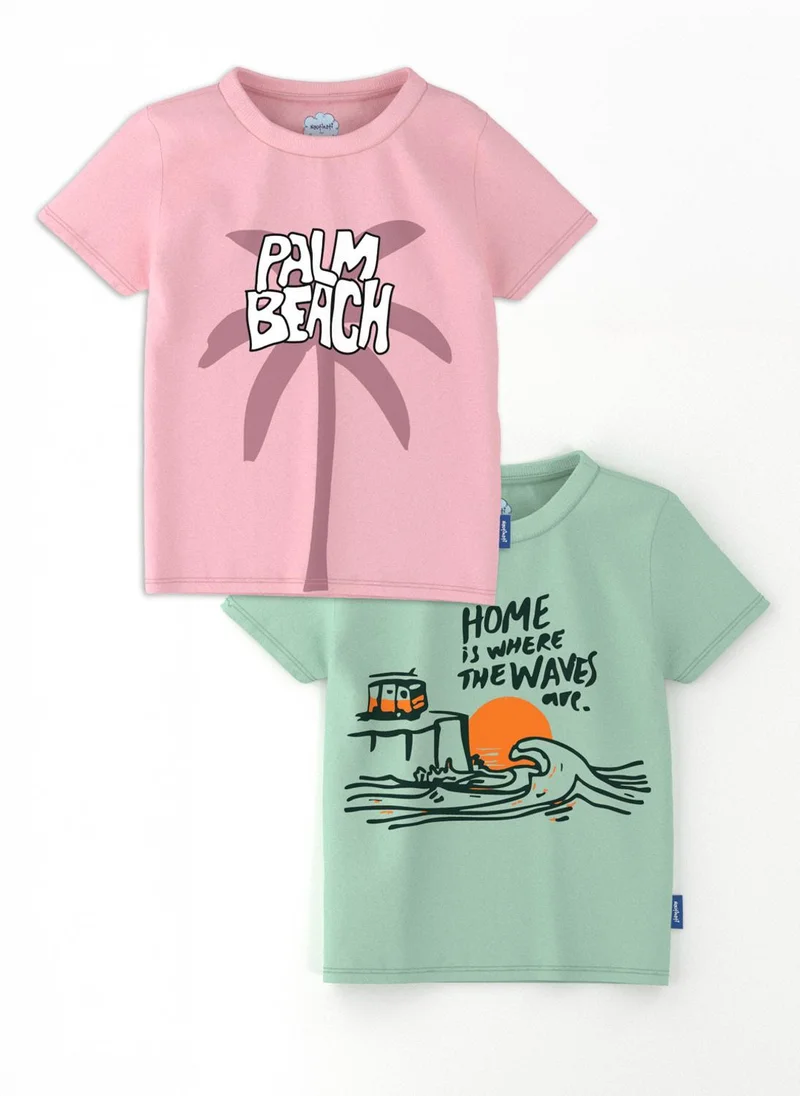 نوتيناتي نوتيناتي عبوة من قطعتين قمصان شاطئ مطبوعة برسومات للأولاد