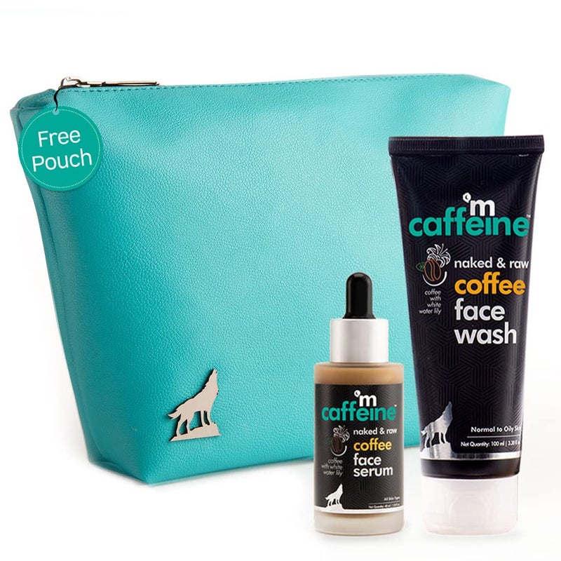 MCaffeine mCaffeine MustHave Coffee Face Duo Free All Purpose Teal Pouch Deep Cleanser Reduces Puffiness Face Wash Face Serum  - Image 1