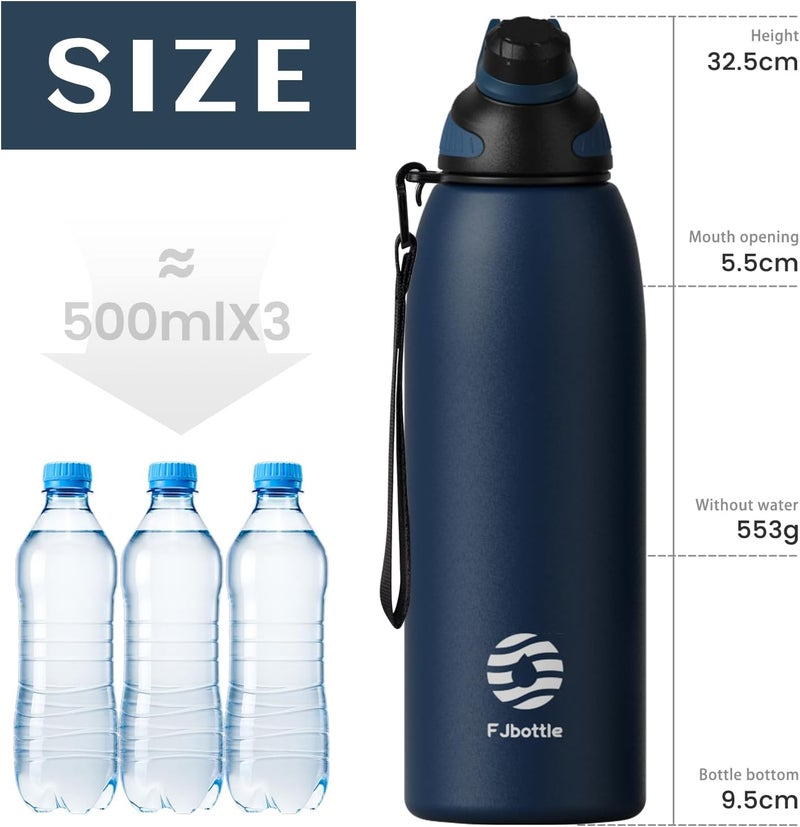 FjBottle Stainless Steel Water Bottle With Magnetic Lid - 600ml/800ml/1L/1.5L BPA Free Insulated Sports Bottle for Hot&Cold Drinks - Vacuum Flask Leak-Proof for Gym, Work, Travel - Image 4