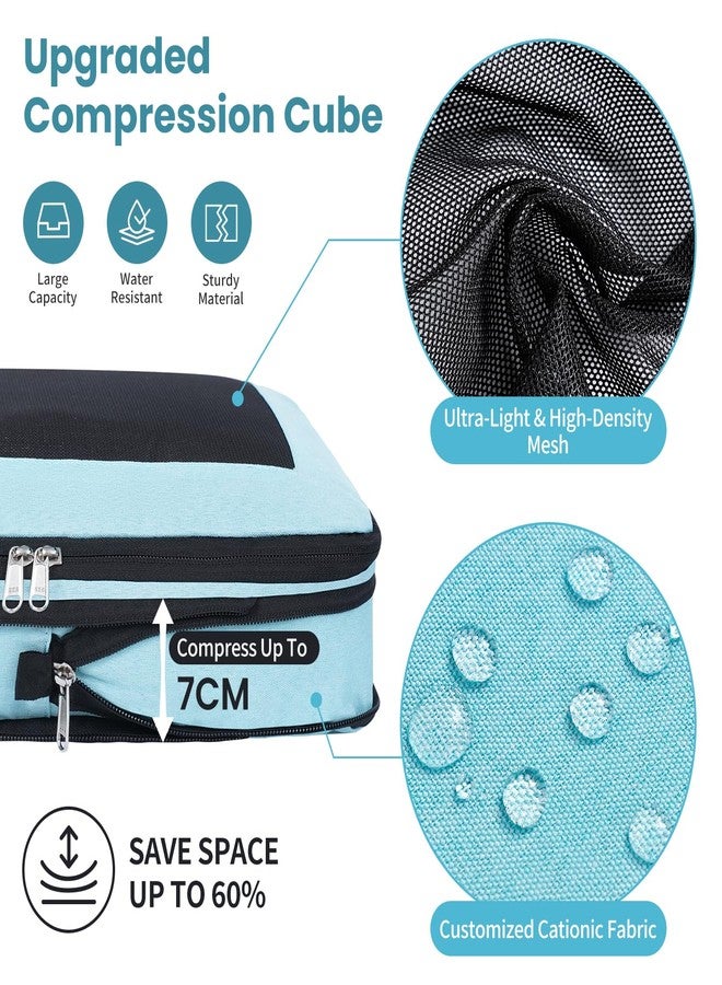 Prezon 8 Set/6 Set/4 Set Compression Packing Cubes for Travel, Lightweight Vacation Travel Essentials, Accessories for Suitcase Organizer Bags Set, Durable Luggage Organizer （8-Square-blue） - Image 2