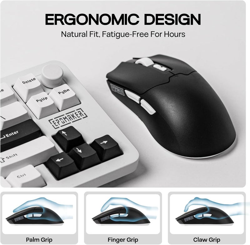 EPOMAKER Click Lite Wireless Gaming Mouse, 800 to 12,000 DPI Adjustable, PAW3311 Sensor, 500mAh, 59g, 2.4G/Bluetooth/USB-C Rechargeable with 5 Programmable Buttons for PC/Mac/Linux (Black) - Image 4