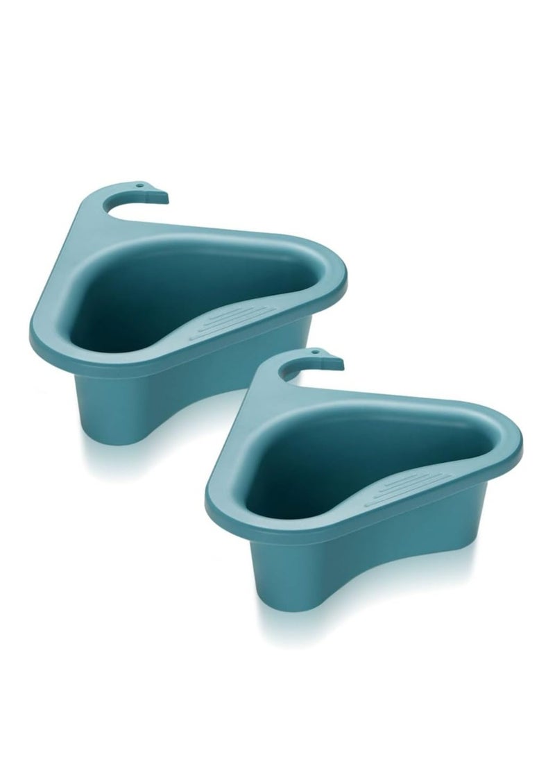 Loquat 2Pcs Kitchen Sink Drain Basket，Multifunctional Kitchen Triangular Sink Filter for Kitchen Corner Sink Strainer(Blue) - Image 1