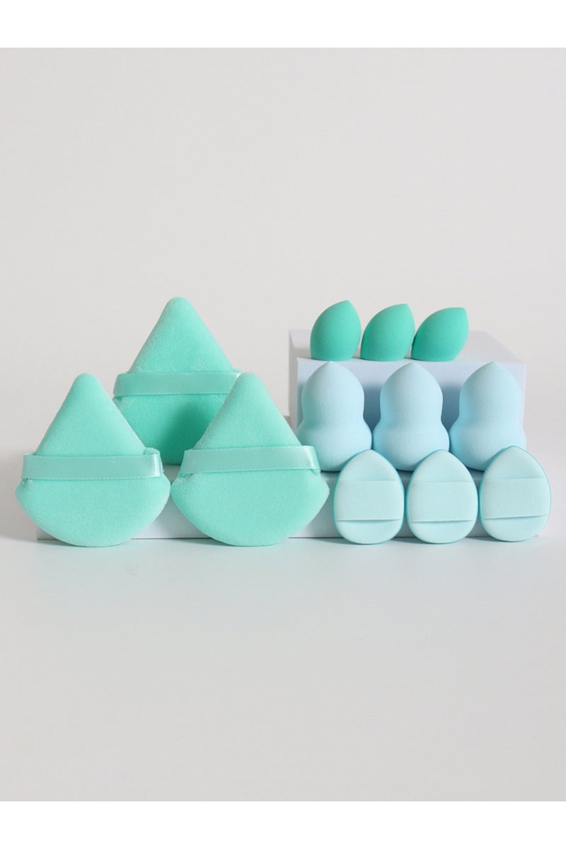erorex green 12-Piece All-Purpose Makeup Sponge Set, Made of 3 Loose Powder Puffs, 3 Mini Air Cushion Puffs