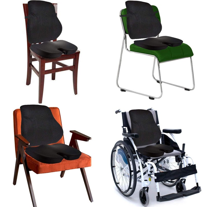 kossto kossto Ultimate Pro Seat Cushion Backrest Cushion Combo Relieves Back Coccyx Pain Memory Foam for Orthopedic Support for Long Sitting Hours on OfficeHome Chair with 2 Years Warranty Black - Image 2