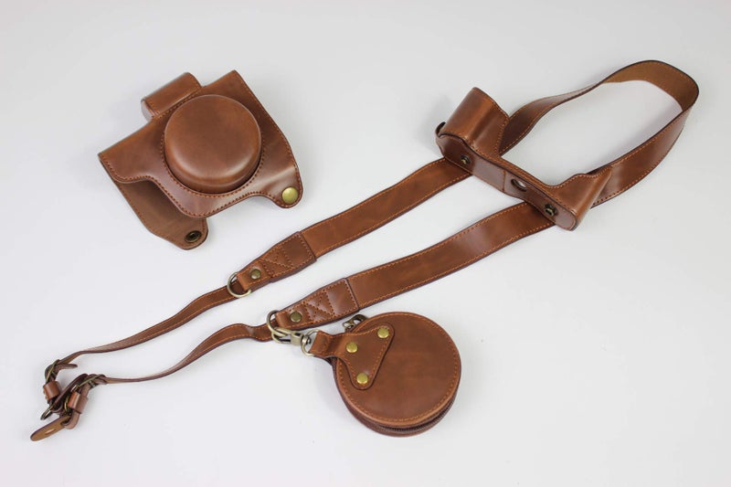 BolinUS E-M10 Mark IV Case, BolinUS Handmade PU Leather Fullbody Camera Case Bag Cover for Olympus OM-D E-M10 Mark IV with 14-42mm EZ Lens Bottom Opening Version + Neck Strap + Mini Storage Bag (Coffee) - Image 1