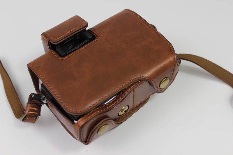 BolinUS E-M10 Mark IV Case, BolinUS Handmade PU Leather Fullbody Camera Case Bag Cover for Olympus OM-D E-M10 Mark IV with 14-42mm EZ Lens Bottom Opening Version + Neck Strap + Mini Storage Bag (Coffee) - Image 4