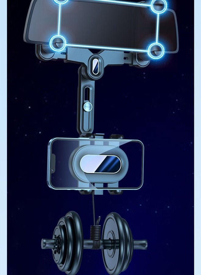 DUNISO Rearview Mirror Phone Holder for Car-360° Rotatable and Retractable Car Phone Holder with Adjustable Length Upgraded Multifunctional Rearview Mirror Phone Holder for All Mobile Phones and All Car - Image 5