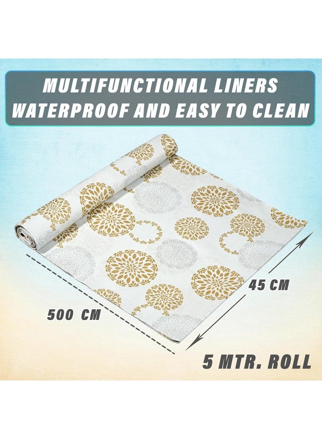 Kuber Industries Rangoli Print PVC Wardrobe Kitchen Drawer Cupboard Cabinet Shelf Mat, Shelf Liner 5 Mtr (White)-KUBMART15105 - Image 3