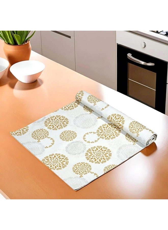 Kuber Industries Rangoli Print PVC Wardrobe Kitchen Drawer Cupboard Cabinet Shelf Mat, Shelf Liner 5 Mtr (White)-KUBMART15105 - Image 1