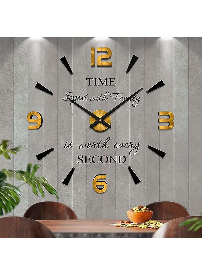 Raxoom ساعة حائط كبيرة بدون إطار بتصميم حديث مع ملصقات مرآة ثلاثية الأبعاد وساعات معدنية كبيرة لتزيين المنزل والمكتب - Image 1