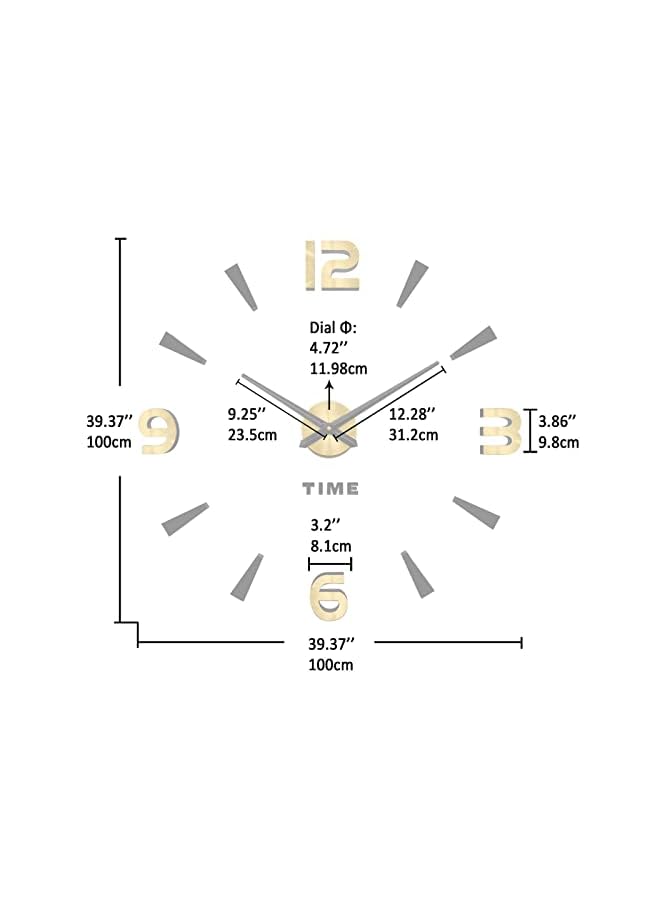 Raxoom ساعة حائط كبيرة بدون إطار بتصميم حديث مع ملصقات مرآة ثلاثية الأبعاد وساعات معدنية كبيرة لتزيين المنزل والمكتب - Image 2