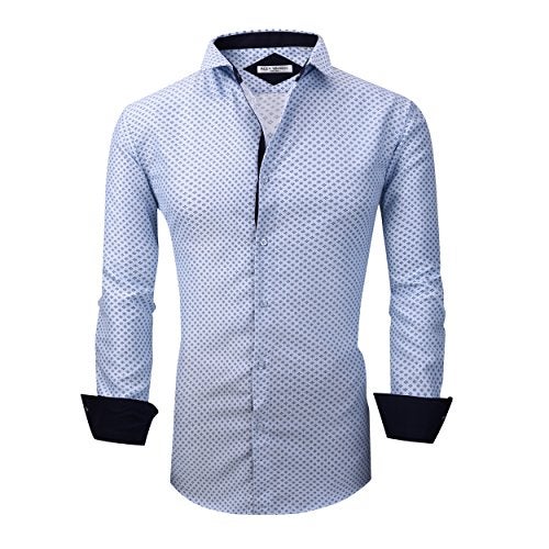 Alex Vando Mens Printed Dress Shirts Long Sleeve Button Down Shirt,Lt Blue 863,XXL - Image 2