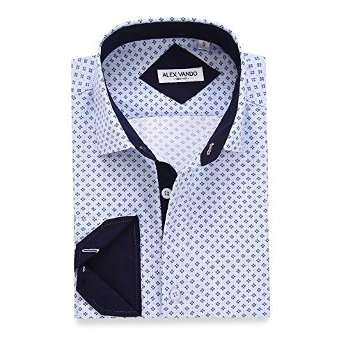 Alex Vando Mens Printed Dress Shirts Long Sleeve Button Down Shirt,Lt Blue 863,XXL - Image 1