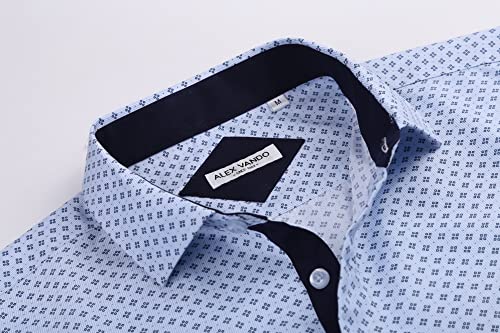 Alex Vando Mens Printed Dress Shirts Long Sleeve Button Down Shirt,Lt Blue 863,XXL - Image 4