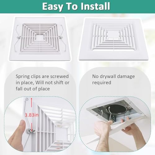Piumeif 12x12 Bathroom Exhaust Fan Cover with Springs, Replacement Vent Cover for Wall-Mounted Exhaust Fan, Plastic Ventilation Hood and Ceiling Air Diffuser Square (31Wx31L(cm) -white - Image 4