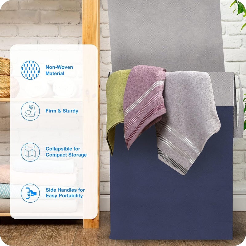 WINGSFLY Laundry BasketLaundry Bag for Clothes Freestanding Clothes Storage Organizer Grey Blue - Image 5