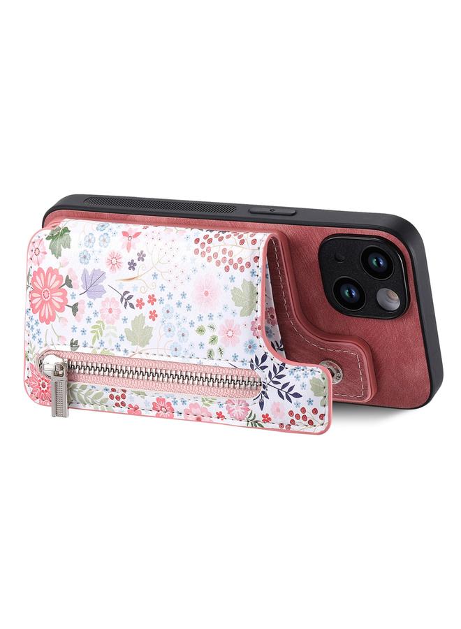 Zaboon Case For iPhone 12 Retro Painted Zipper Wallet Back Phone Case - Image 2