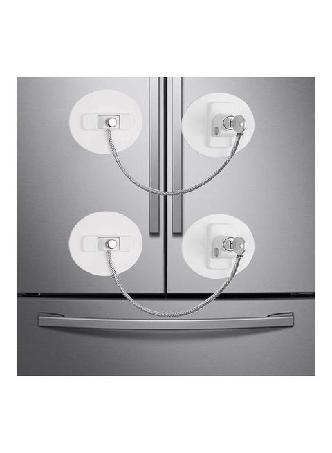 2-Piece Refrigerator Door Lock 2 Keys,2 Pieces Fridge Lock with Key,Window Restrictor Lock, Self-Adhesive Opening Restrictor for Windows and Doors, Child Safety Locks