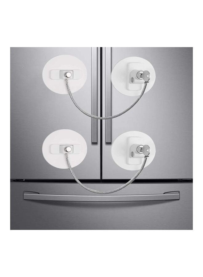 2-Piece Refrigerator Door Lock 2 Keys,2 Pieces Fridge Lock with Key,Window Restrictor Lock, Self-Adhesive Opening Restrictor for Windows and Doors, Child Safety Locks