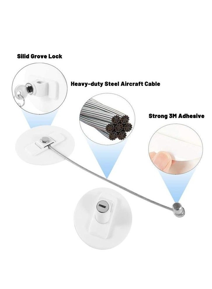 2-Piece Refrigerator Door Lock 2 Keys,2 Pieces Fridge Lock with Key,Window Restrictor Lock, Self-Adhesive Opening Restrictor for Windows and Doors, Child Safety Locks