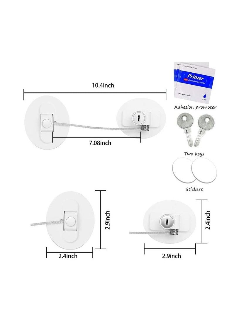 2-Piece Refrigerator Door Lock 2 Keys,2 Pieces Fridge Lock with Key,Window Restrictor Lock, Self-Adhesive Opening Restrictor for Windows and Doors, Child Safety Locks