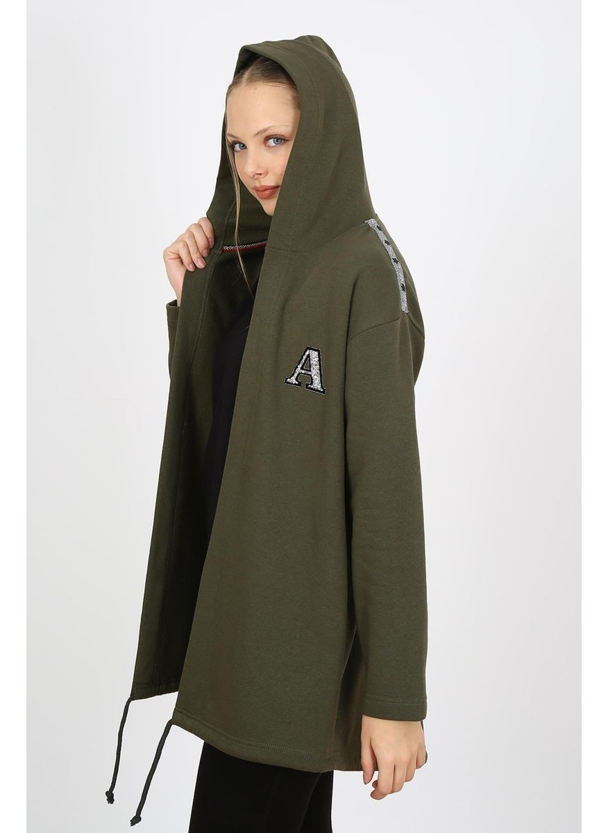 Alexander Gardi Hooded Shoulder Detail Long Cardigan (B21-30305)  - Image 3
