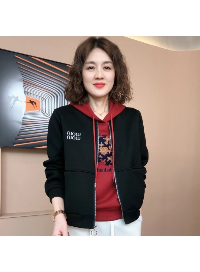 Spring And Autumn New Long-sleeved Short Coat Women's Sports Casual All-match Baseball Suit Loose Slimming Middle-aged Mother Top 