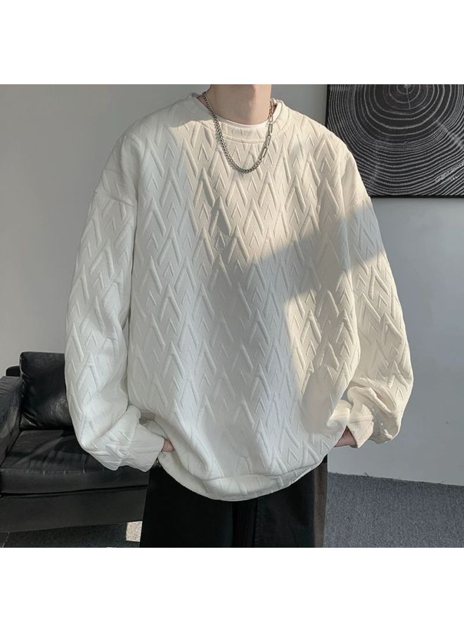 Embossed Jacquard Sweatshirt For Boys In Spring And Autum Casual Loose Hooded Jacket Long-sleeved T-shirt With Bottoming Shirt