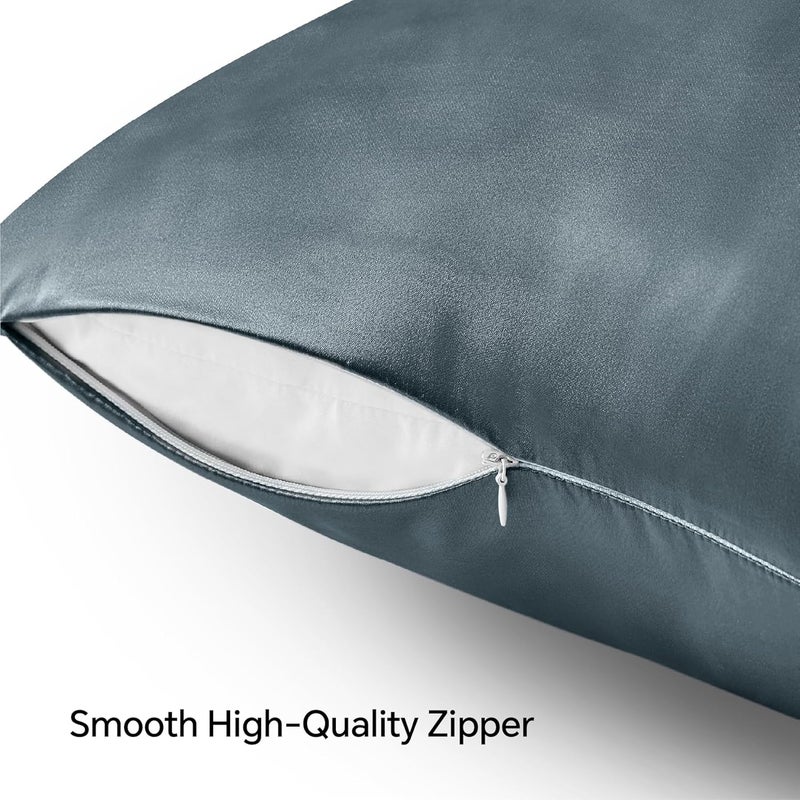 BEDELITE Diverse operation compatible Satin Pillowcase with Zipper, Space Grey King Size Pillow Cases Set of 2, Super Soft and Cooling Similar to Silk Pillow Cases, Gift for Women Men(20x40 Inches) Leakproof sealed - Image 5