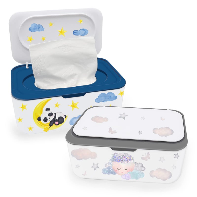 Lovppy 2Pcs Baby Wipes Dispenser, Diaper Wipe Holder with Lid, Refillable Wipes Case Container with Sealing Design, Flushable Wipes Pouch Case Storage Box for Bathroom, Keeps Wipes Fresh Easy Open & Close - Image 1