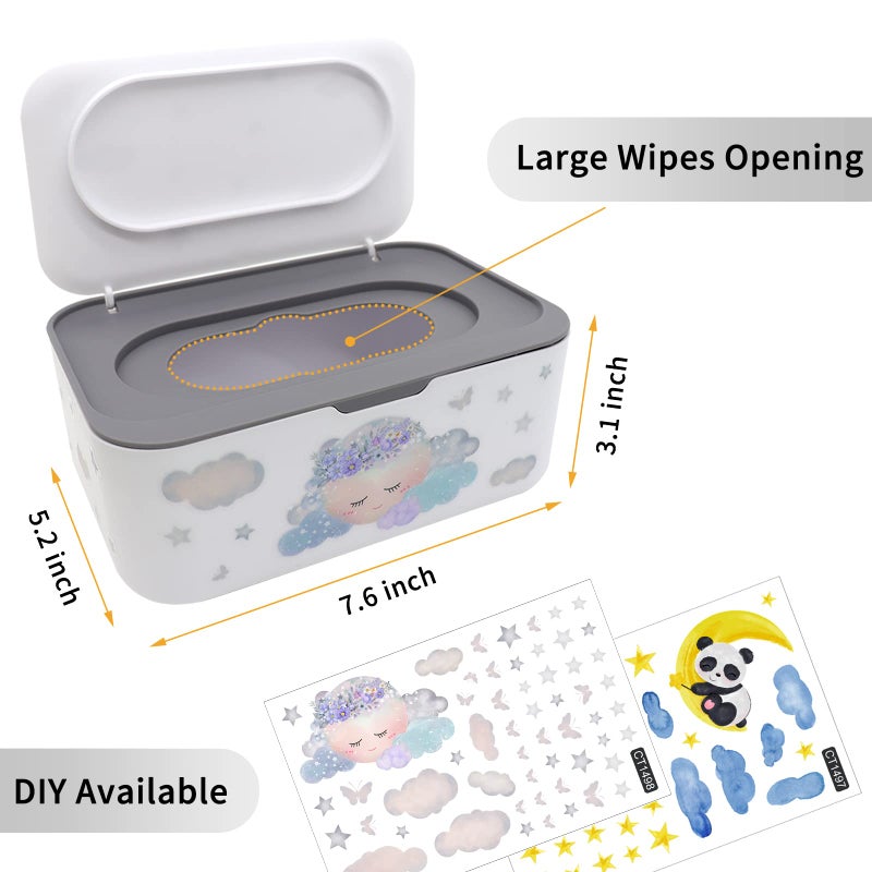Lovppy 2Pcs Baby Wipes Dispenser, Diaper Wipe Holder with Lid, Refillable Wipes Case Container with Sealing Design, Flushable Wipes Pouch Case Storage Box for Bathroom, Keeps Wipes Fresh Easy Open & Close - Image 2