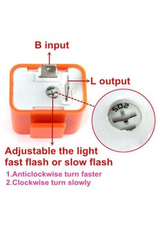 SOLDOUT 12V 2 Pin Motor Cycle Bike Blinker Adjustable LED Flasher Motorcycle Relay Turn Signal Indicator Hyper Flashing (Orange)  - Image 2