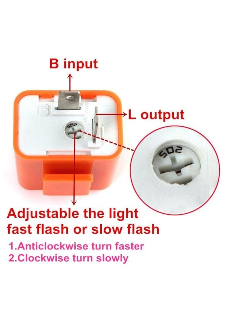 SOLDOUT - 12V 2 Pin Motor Cycle Bike Blinker Adjustable LED Flasher Motorcycle Relay Turn Signal Indicator Hyper Flashing (Orange) - Image 1