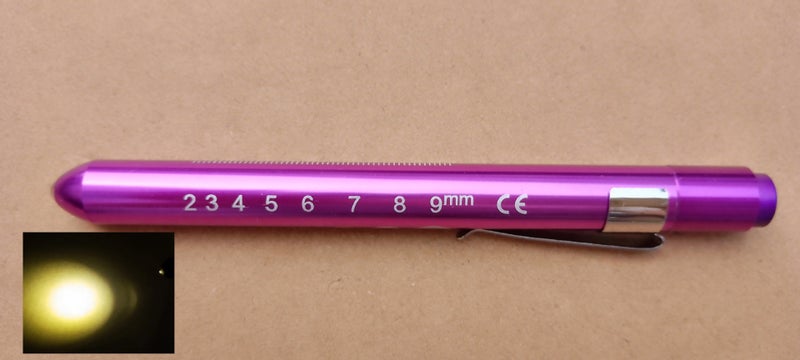 LED Diagnostic Penlight Pupil Oral Exam Clip Torch Purple-yellow light Purple-yellow light