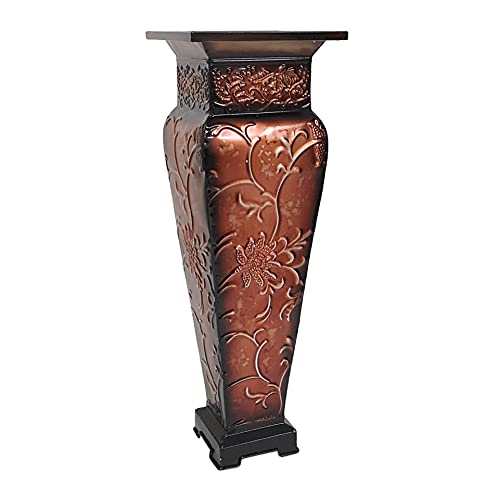 Hosley 2125 Inch Tall Embossed Red Floor Vase Striking Statement Piece for Floral Arrangements Home Decor Embrace Elegance