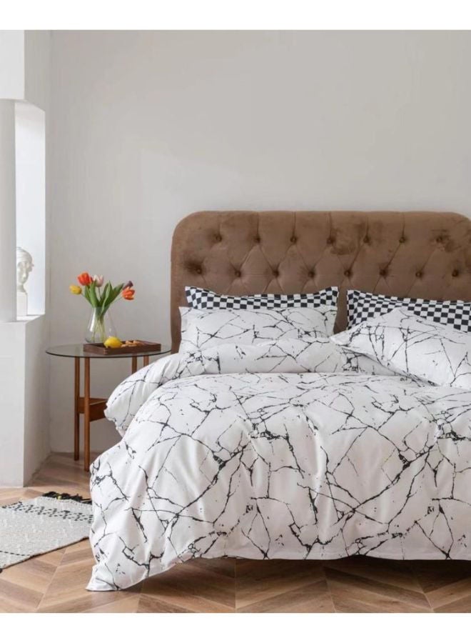 400 Thread Count Fitted Bed Sheet King Size 100% Soft Microfiber Include 1pc Duvet Cover 220x240cm 1pc Fitted Sheet 200x200+30cm 4pc Pillowcases 50x75cm Multicolor