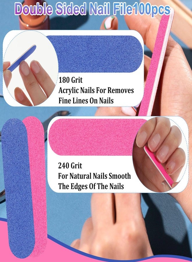cobee 100 Pcs Nail File Professional Nail Files, 180/240 Grit Nail Files, Double Sided Emery Board Nail Styling Manicure Tools for Women Nail Care(8.5 x 1.3 cm) - Image 3