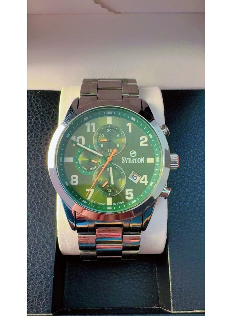 Sveston SV-9372G Original Japanese Movement Stainless Steel Chain Watch with Green Dial – Pre-Owned, Excellent / Like New Condition - Image 1