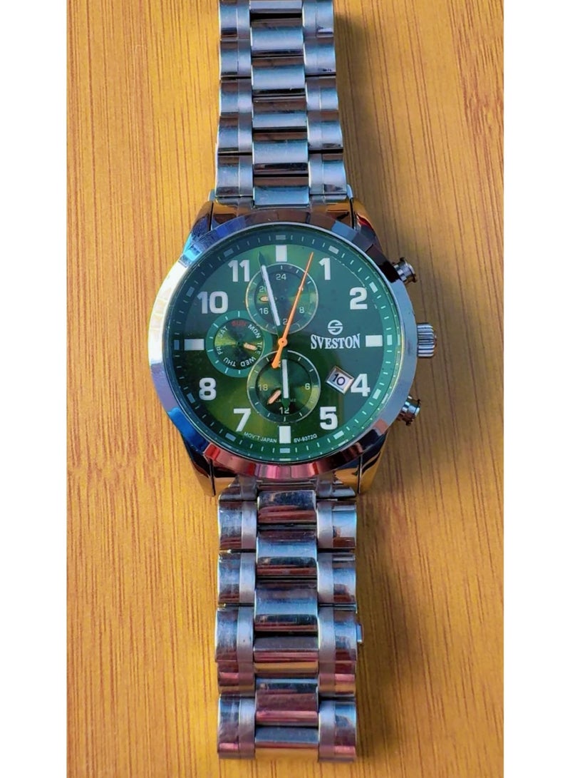 Sveston SV-9372G Original Japanese Movement Stainless Steel Chain Watch with Green Dial – Pre-Owned, Excellent / Like New Condition - Image 3